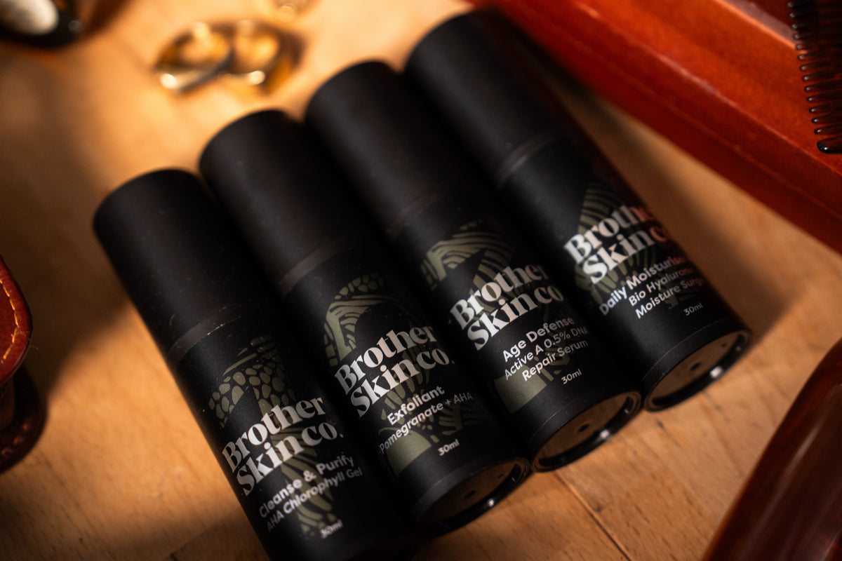 Anti-Ageing System by Brother Skin Co, four step men's skincare for lines and dull skin